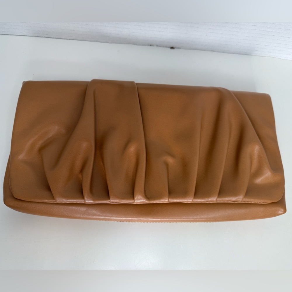 Tan Express Vegan Faux leather clutch